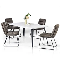 Homy Casa 5 Piece Dining Room Set - Rectangular Dining Table and 4 Industrial Side Chairs for 4 Person