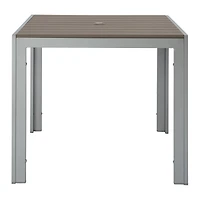 Table de salle à manger carrée CorLiving Gallant en aluminium argenté et polybois taupe