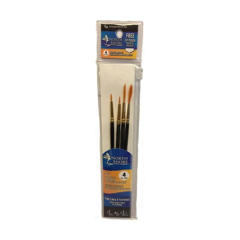 4 PC PAINTBRUSH SET, GOLDEN TAKLON BRUSH