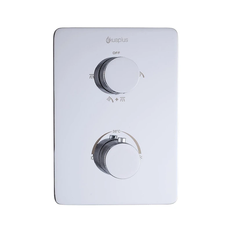 Valve thermostatique carrée 3 fonctions, Douchette magnétique, bec de bain ou simultanément, fini chrome