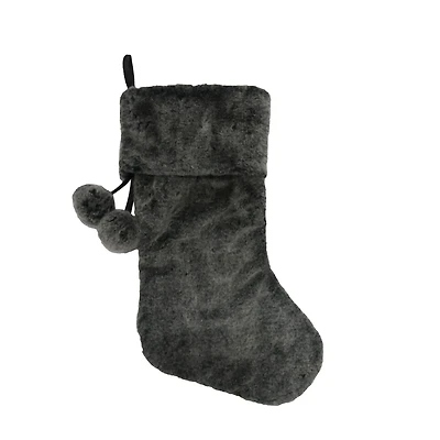 Holiday Time WT 21 inch Grey Fur Stocking
