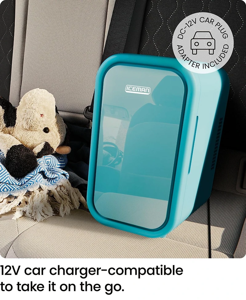 Mini-réfrigérateur portable ICEMAN avec 8 canettes de 355 ml (12 oz), refroidit et chauffe, prise pour voiture incluse - Bleu, Nouveau