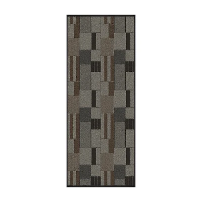 Mainstays tapis de couloir intérieur/extérieur moderne géométrique touffeté à la machine taupe, gris et brun, 2' x 5', endos en vinyle, facile d’entretien