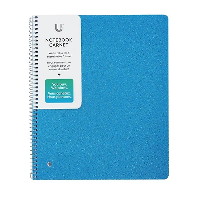 Cahier U Style Bleu Pailleté, 1 sujet, 80 feuilles, règle collège