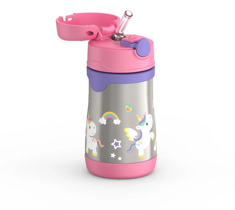 Thermos Baby Vacuum Insulated Stainless Steel 10 Oz Straw Bottle, 10 Oz, Unicorn Bottle