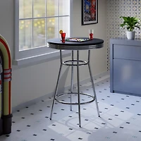 Winsome Table de pub ronde Summit, noir et chrome  - 93030