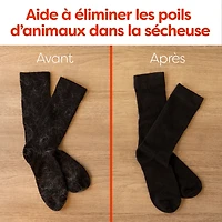 Feuilles assouplissantes méga Bounce Anti-poils d’animaux et anti-peluches avec 3 fois les anti-poils d’animaux, parfum Frais 120 feuilles