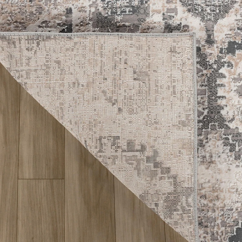 Rug Branch Atlas Fractal Indoor Area Rug, Beige Grey, Modern - Living Room, Bedroom, Dining Room, and Kitchen