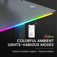 GTRACING hauteur réglable RVB électrique assis ou Stand bureau d’ordinateur avec lumières LED pour adultes , noir Contrôles Bluetooth/app, réglable en hauteur