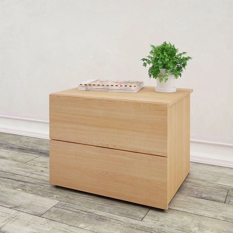 Table de nuit à 2 tiroirs Nordik de Nexera, érable naturel
