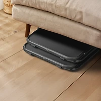 Homy Casa Set of 2 Folding Coffee Tables with Cup Holders and Adjustable Height, Black Plastic Surface