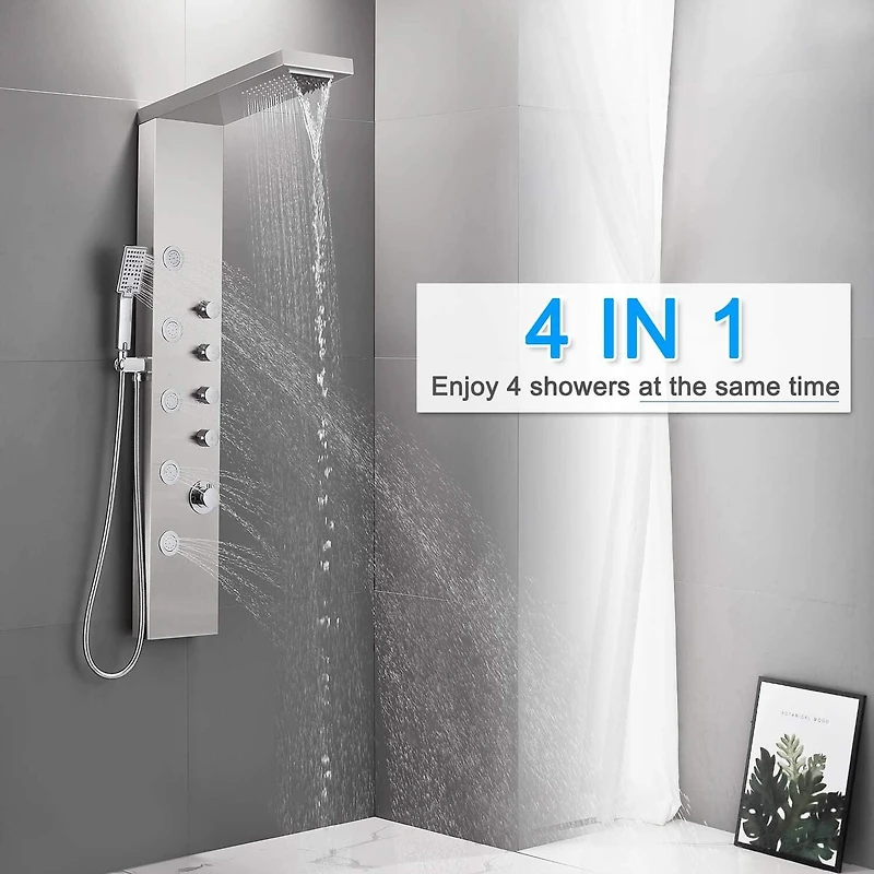 American Imaginations Rectangle Wall Mount CUPC Approved Stainless Steel Shower Panel In Brushed Stainless Steel Color AI-34370