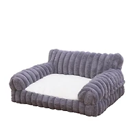 Home4Cat Plush Sofa Dog Bed - Cat Bed, Small to Medium, Black
