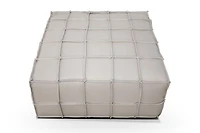 Topline Home Furnishings Pouf, cuir de grain supérieur noir