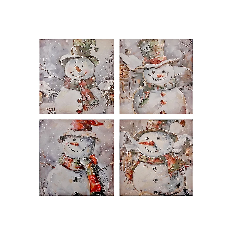 Toile Murale Assortie (Bonhomme De Neige) - Lot De 4