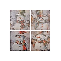 Toile Murale Assortie (Bonhomme De Neige) - Lot De 4