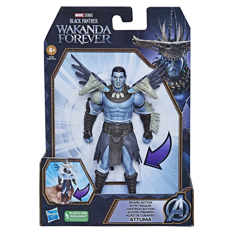 Marvel Studios' Black Panther: Wakanda Forever, figurine articulée Attuma Effet requin de 15 cm, jouet pour enfants, à partir de 4 ans