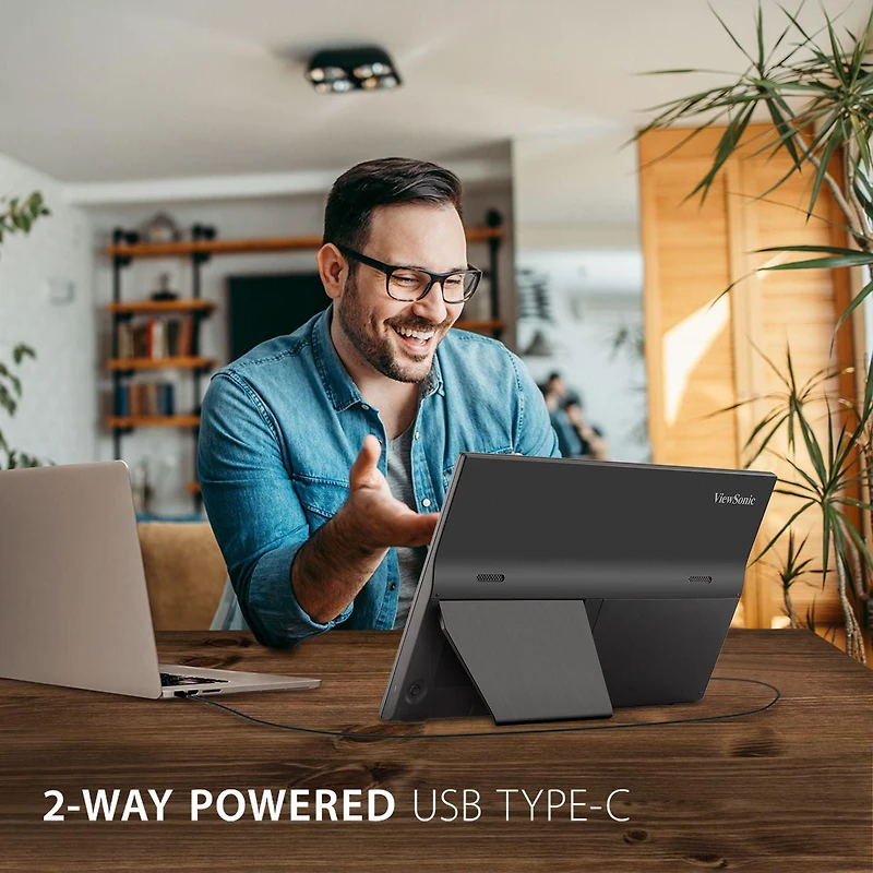 Moniteur IPS portable Viewsonic 15,6 pouces 1080p avec ergonomie mobile, USB C et HDMI pour la maison et le bureau