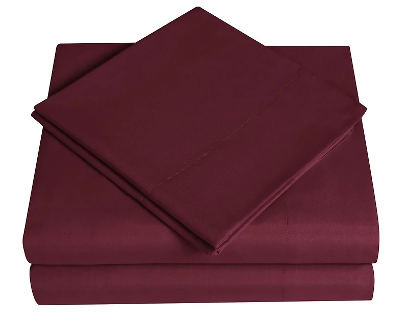 Ensemble de draps en microfibre doux et facile d'entretien Mainstays – Solide Tailles: 1 place, 2 places et grand lit