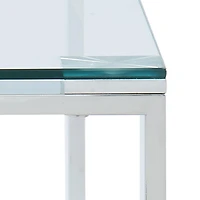 Contemporary Glass & Stainless Steel Desk in Silver