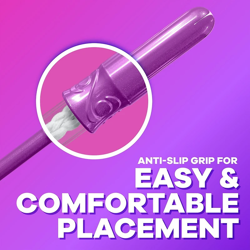 Tampons Tampax Radiant, avec tresse anti-fuites LeakGuard, degrés d’absorption régulier/super, emballage multiple, non parfumés, 52 tampons