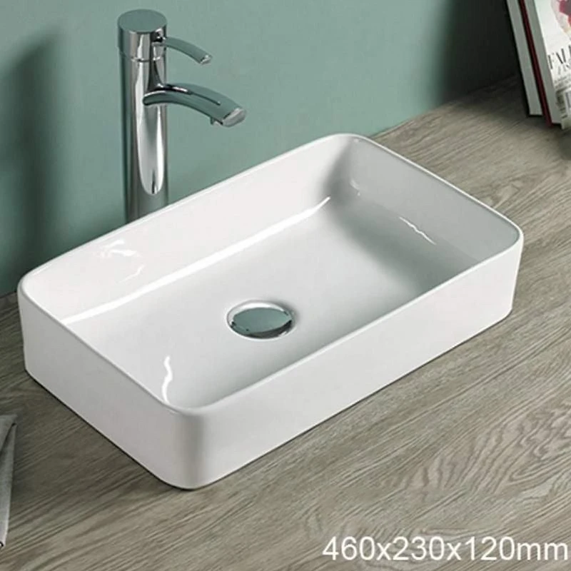 American Imaginations -in. W Above Counter White Bathroom Vessel Sink For Deck Mount Deck Mount Drilling AI