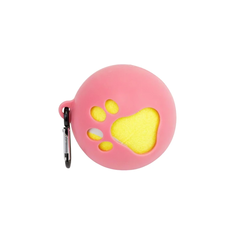 One Paw, support en caoutchouc avec balle de tennis pour chiens, jeu de lancer/rapporter, rose