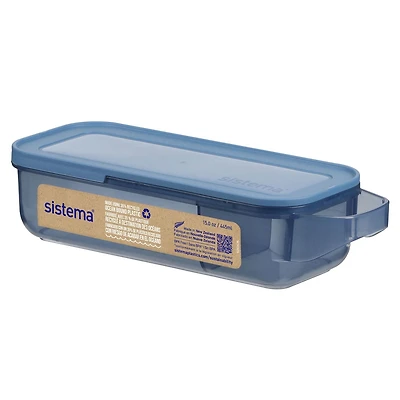 Sistema Ocean Bound Slide 'n Snack Food Storage Container, BPA-Free, 445 mL (1.9 cup)