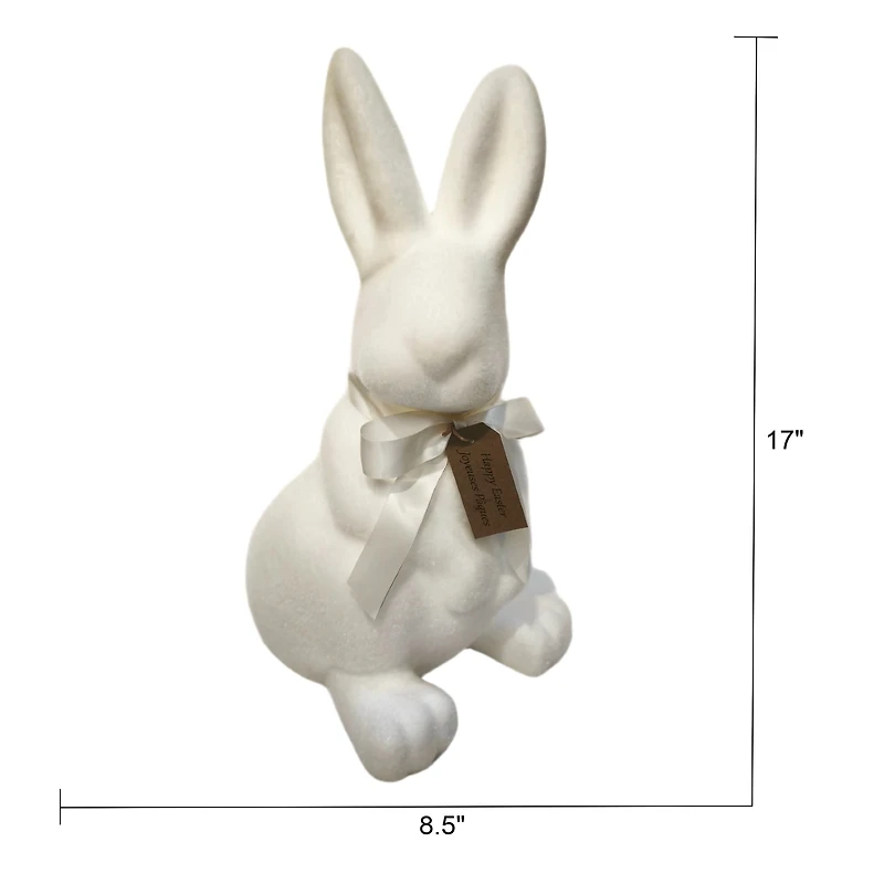 Easter White Flocked Sitting Bunny, 17", by Way to Celebrate