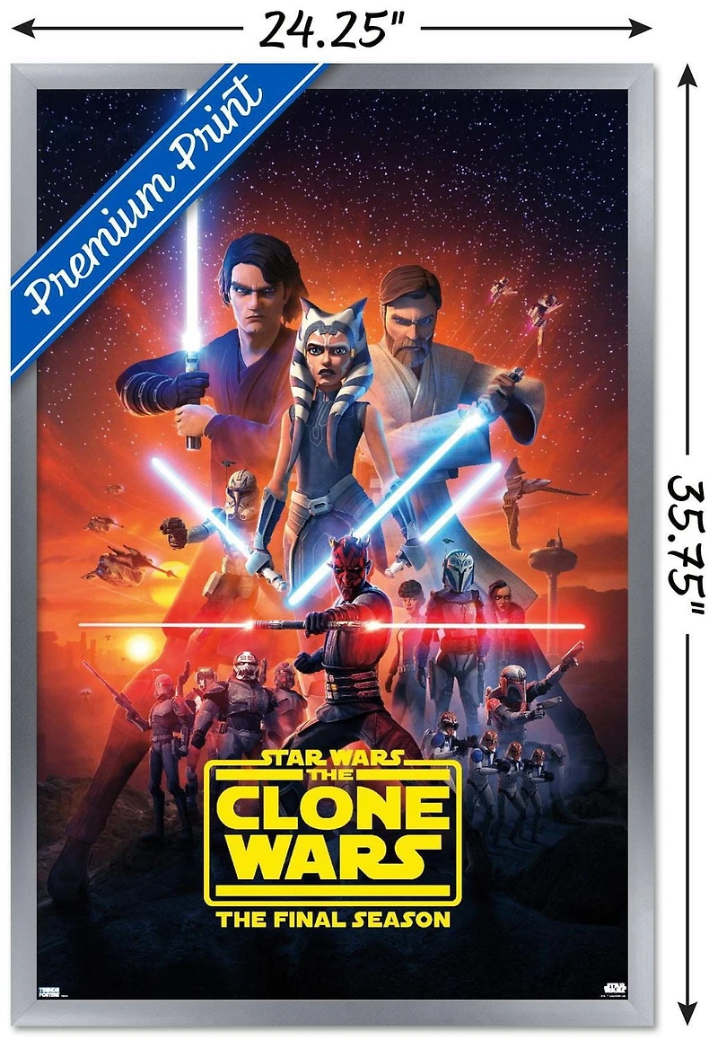 Star Wars: The Clone Wars - Season 7 Key Art Wall Poster with Push Pins, 14.725" x 22.375"