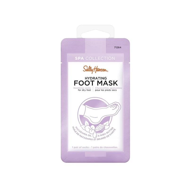 Sally Hansen Hydrating foot mask, Infused with a rich formula with Vitamin E, Macadamia, and Shea Butter, instantly relieves dry feet, At home foot spa