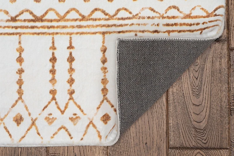 Tapis d'appoint Motif Faux Lapin Minear ivoire & or de 3 pi x 5 pi