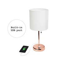 LimeLights Stick Lamp with USB charging port and Fabric Shade 2 Pack Set