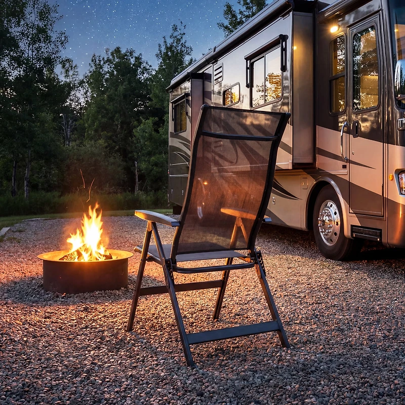 Fauteuil Inclinable de Camping Pliable Ozark Trail Deluxe, Gris, Patios et Terrasses Extérieurs