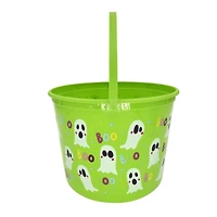 Seau en plastique pour Halloween, fantôme vert, pour un bonbon ou un sort, cadeaux de fête, une façon de célébrer