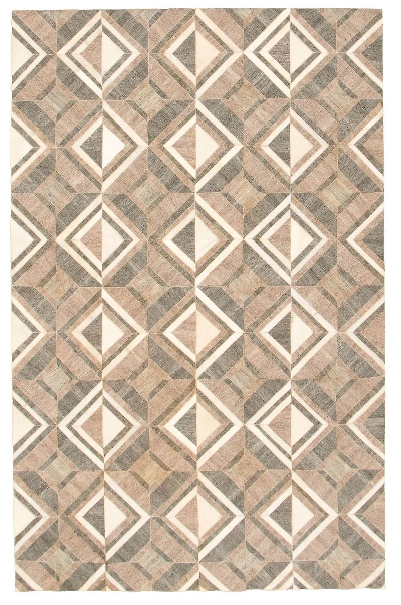 ECARPETGALLERY 4'11" x 7'9" Contemporary Cowhide Patchwork Handmade Area Rug for Living Room, Dining Room and Bedroom in Brown