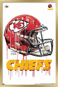 NFL Kansas City Chiefs - Drip Helmet 20 Wall Poster, 14.725" x 22.375" Framed