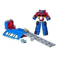 Playskool Heroes Transformers Rescue Bots Flip Racers Optimus Prime Race Track Trailer Playset