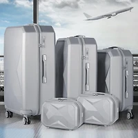 HIKOLAYAE Upright Luggage with 8-Wheel Spinner, 5 Piece - TSA Compliant