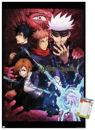 Jujutsu Kaisen – One Sheet 22.375" x 34" Wall Poster with Beechwood Magnetic Frame, by Trends International