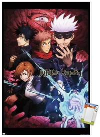 Jujutsu Kaisen – One Sheet 22.375" x 34" Wall Poster with Beechwood Magnetic Frame, by Trends International