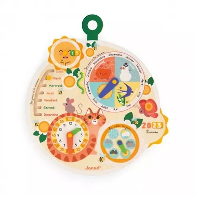 JANOD - Cat Roue du Temps Child's Calendar - Educational Game - FSC Wooden Toy - From 3 Years Old, J09623, Multicolored.