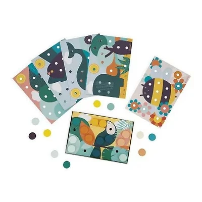 Janod - My First Wooden Mosaics - Early Learning Toy - 6 Perforated Cards and 38 Wooden Pawns - Learning of Colours and Motor Skills - Water Painting - from 2 Years