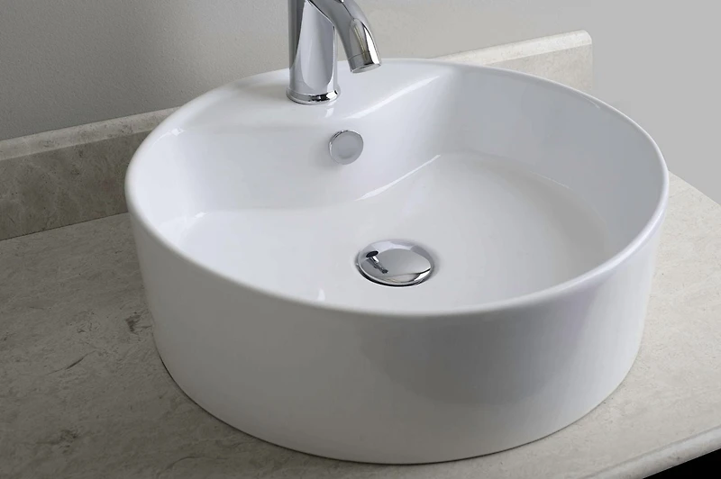 American Imaginations 18,25 in. Ensemble de récipients blancs au-dessus du comptoir W pour robinet central à 1 trou AI-30124