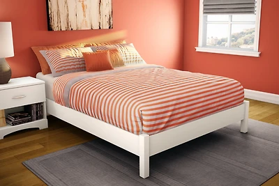 Lit plateforme Double, fini Blanc solide, collection Step One de Meubles South Shore