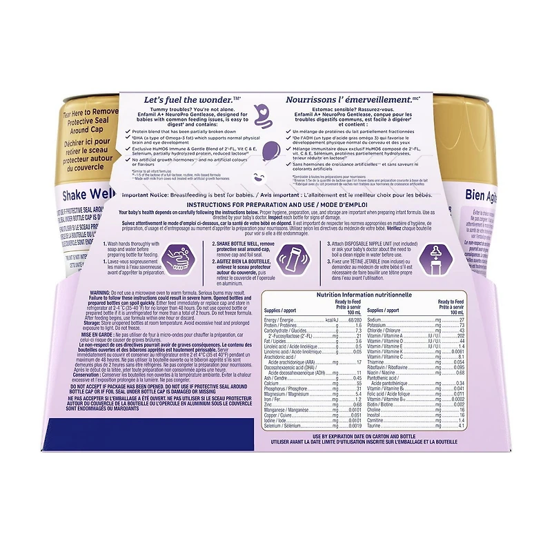 NeuroPro™ Gentlease, Baby Formula, 0-12 months, Ready to Feed Bottles, 237mL x 6ct