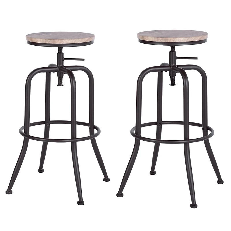 Homylin Barstools set of 2, Modern Swivel Adjustable Height 27.2" to 30.3" Backless Counter Chairs Round Bar chairs set for Kitchen Dining Bar Pub Breakfast
