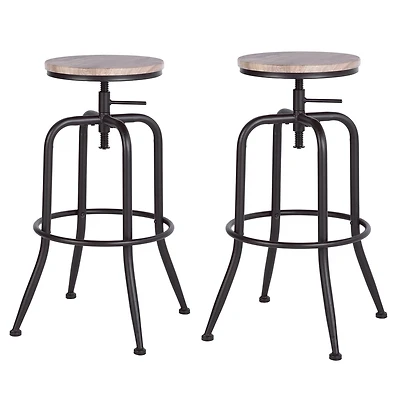Homylin Barstools set of 2, Modern Swivel Adjustable Height 27.2" to 30.3" Backless Counter Chairs Round Bar chairs set for Kitchen Dining Bar Pub Breakfast