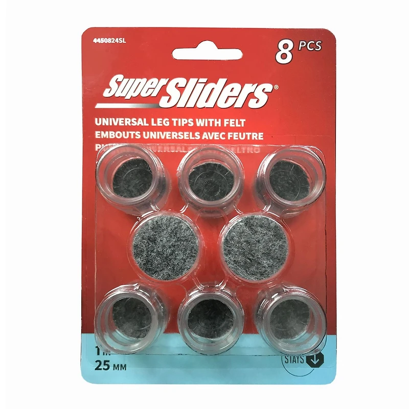 Super Sliders avec gorilla glue bouts de pattes en feutre transparent 8pc Embouts de jambes avec feutre