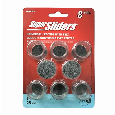 Super Sliders avec gorilla glue bouts de pattes en feutre transparent 8pc Embouts de jambes avec feutre